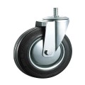 75mm 85mm 100mm 160mm 200mm industrial black rubber swivel caster with thread,steel core,roller bearing