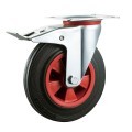 3"/4"/5"/6"/8" industrial rubber caster wheel swivel with brake and plate,plastic rim,roller bearing