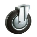75mm 85mm 100mm 160mm 200mm industrial black rubber swivel caster,steel core,roller bearing,bolt hole caster