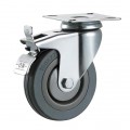 Light duty furniture caster grey rubber wheels swivel total brake caster