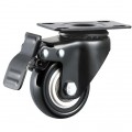 1.5"/2" black painted housing double ball bearing swivel with plate and brake pu caster wheel