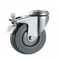Light duty furniture caster grey rubber wheels swivel bolt hole with brake caster