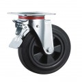 6" inches/8" inches rubber waste container caster with brake,plastic rim wheels