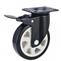 N413DB 75mm 100mm 125mm polyurethane ball caster wheels with brake