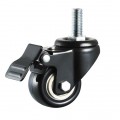1.5"/2" black painted housing double ball bearing pu caster wheel with thread and brake