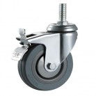 Light duty furniture caster grey rubber wheels swivel thread locking caster